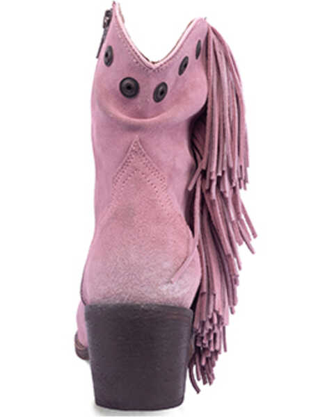 Image #4 - Circle G Women's Studded Suede Fringe Ankle Boots - Round Toe , Light Purple, hi-res