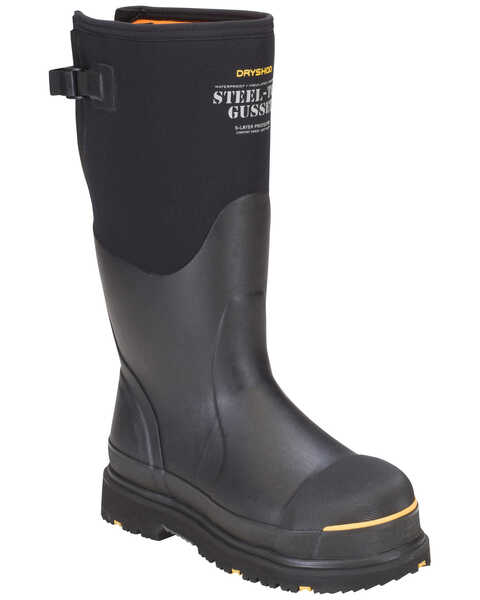 Dryshod Men's Adjustable Gusset Work Boots - Steel Toe, Black, hi-res