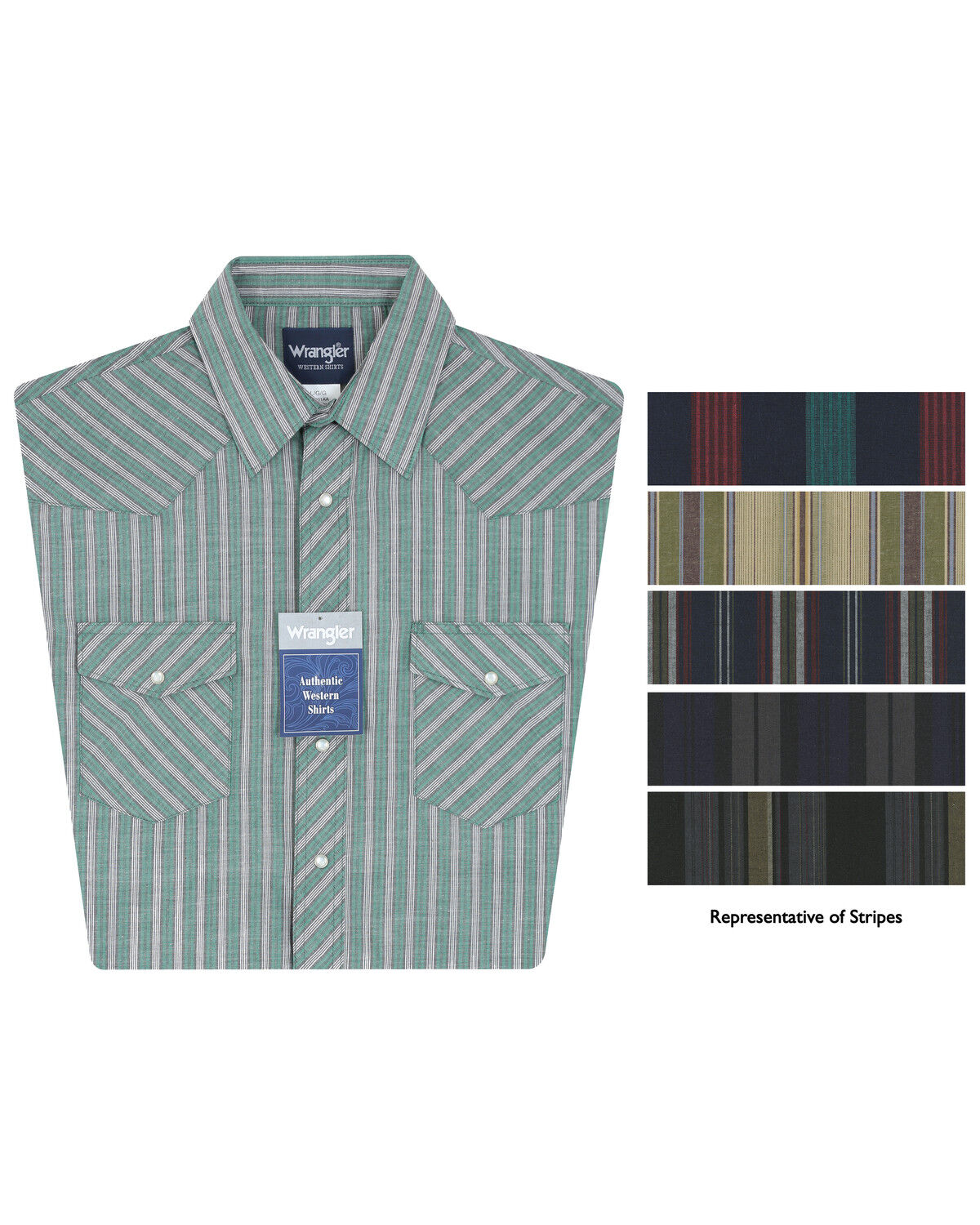 Image #1 - Wrangler Men's Assorted Plaid Short Sleeve Western Shirts, Stripe, hi-res