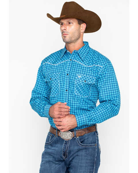 Image #1 - Cowboy Hardware Men's Print Long Sleeve Western Shirt , , hi-res
