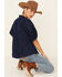 Free People Women's Suhrie Denim Short Sleeve Top , Dark Blue, hi-res