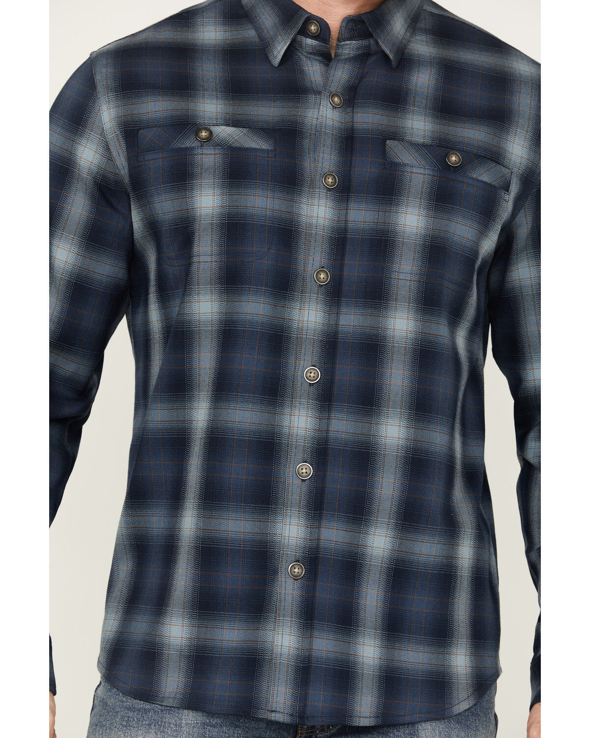 Image #3 - Dakota Grizzly Men's Landon Plaid Print Long Sleeve Button-Down Western Shirt, Blue, hi-res