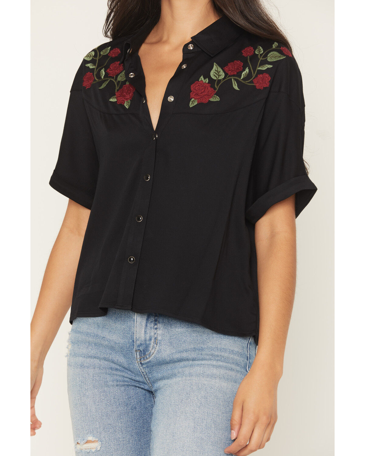 Image #3 - Idyllwind Women's Songwriter Short Sleeve Snap Sateen Western Shirt, Black, hi-res
