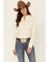Wrangler Women's Allover Cactus Print Long Sleeve Western Core Shirt , Ivory, hi-res