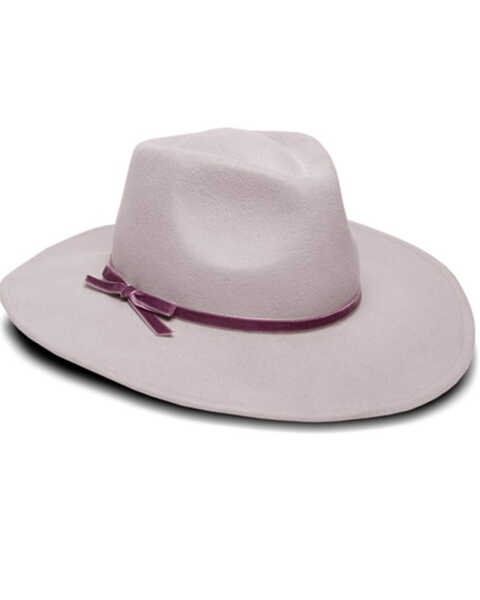 Nikki Beach Women's Lavender & Mink Riley Wool Felt Western Fedora Hat, Lavender, hi-res