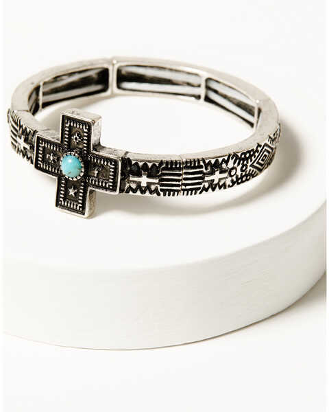 Image #2 - Shyanne Women's Southwestern Antique Cross Bracelet Set , Silver, hi-res
