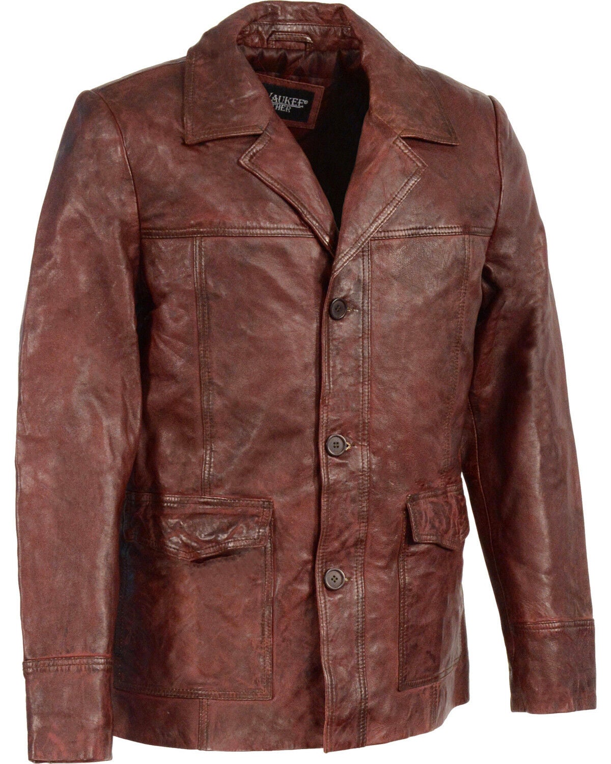Image #1 - Milwaukee Leather Men's Leather Car Coat Jacket - Big 4X, Red, hi-res