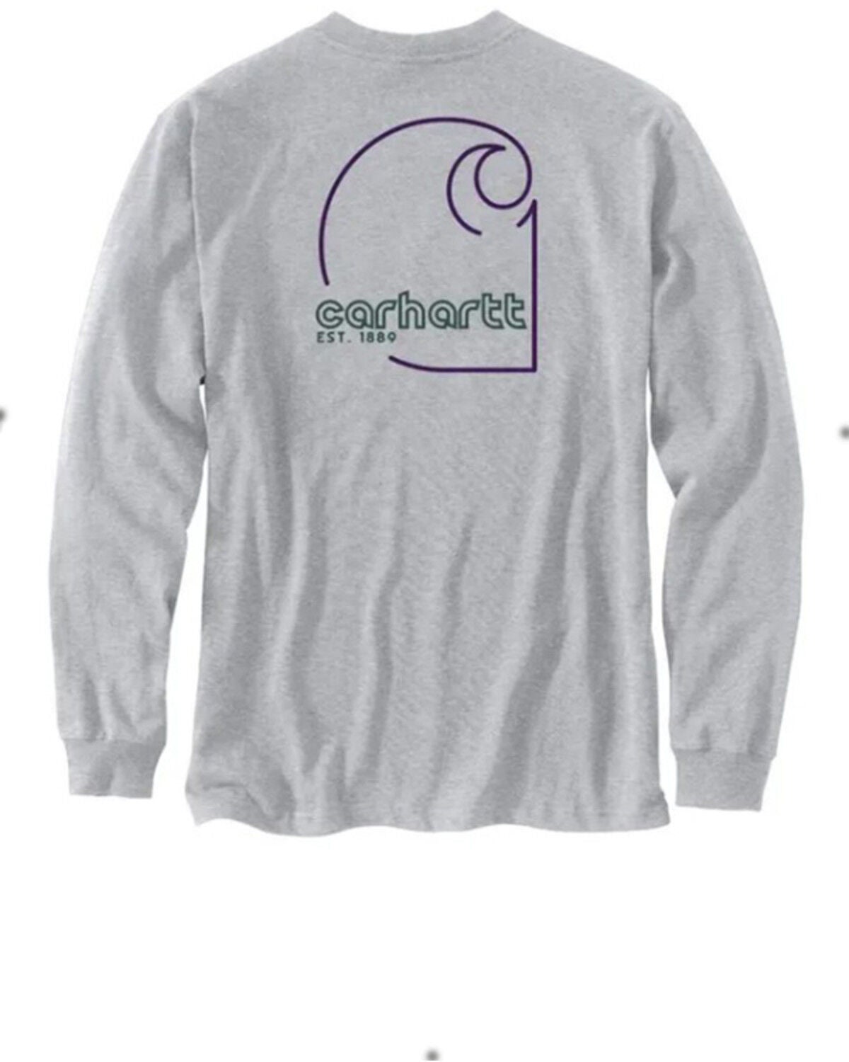 Carhartt Men's Loose Fit Heavyweight Long Sleeve Graphic T-Shirt, Heather Grey, hi-res