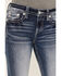 Miss Me Women's Dark Wash Mid Rise Non-Flap Fleur De Lis Bootcut Jeans, Dark Wash, hi-res