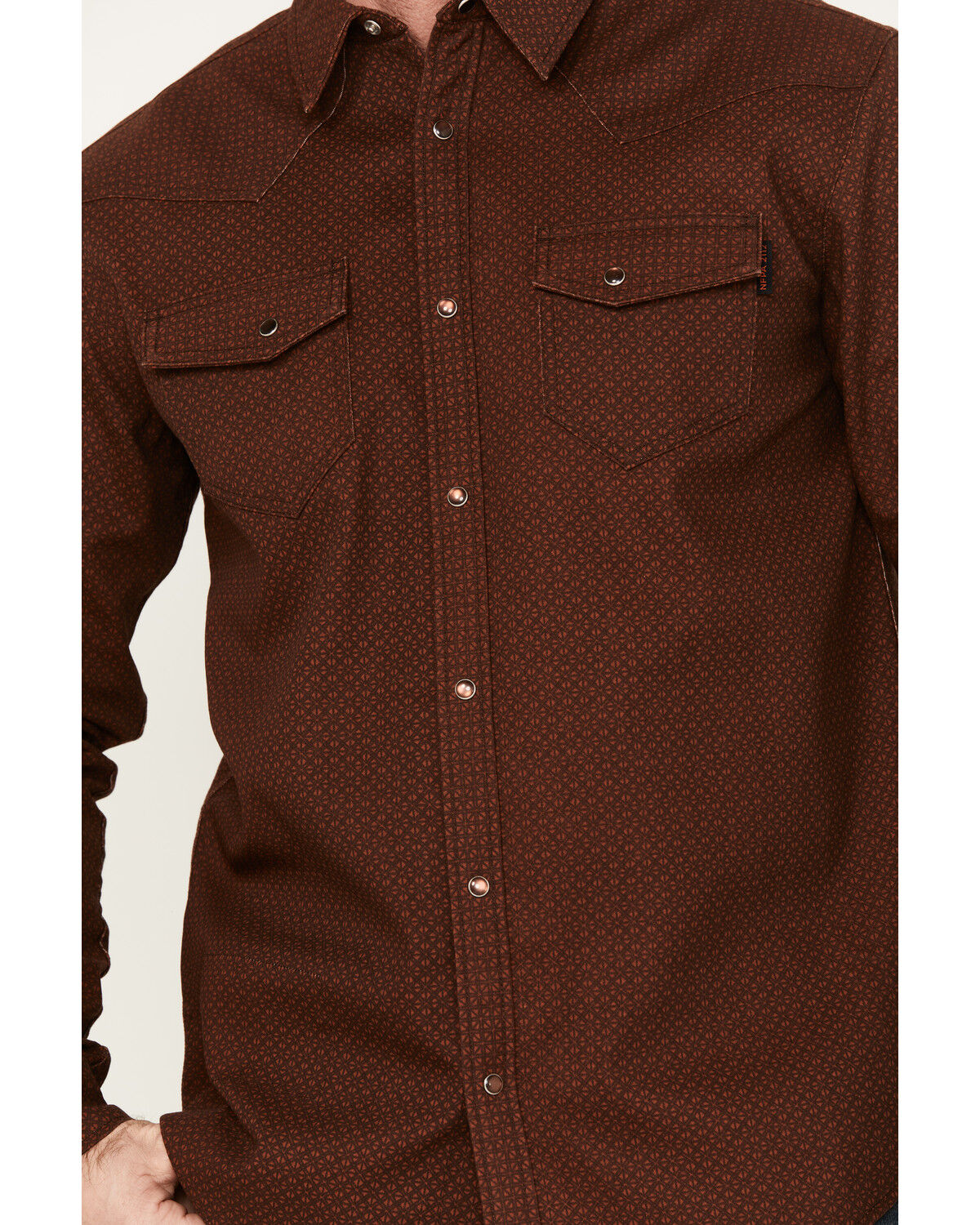 Image #3 - Cody James Men's FR Solid Long Sleeve Snap Western Shirt, Cognac, hi-res