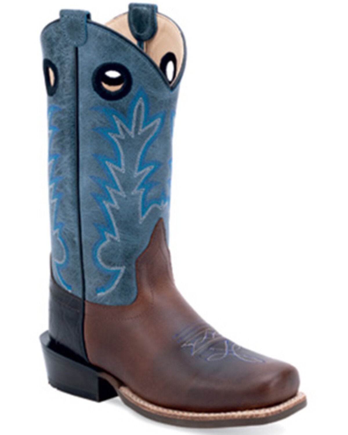 Old West Little Boys' Tall Western Boots - Square Toe, Blue, hi-res