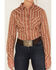 Image #3 - Wrangler Women's Boot Barn Exclusive Floral Dot Stripe Print Long Sleeve Western Pearl Snap Shirt, Rust Copper, hi-res