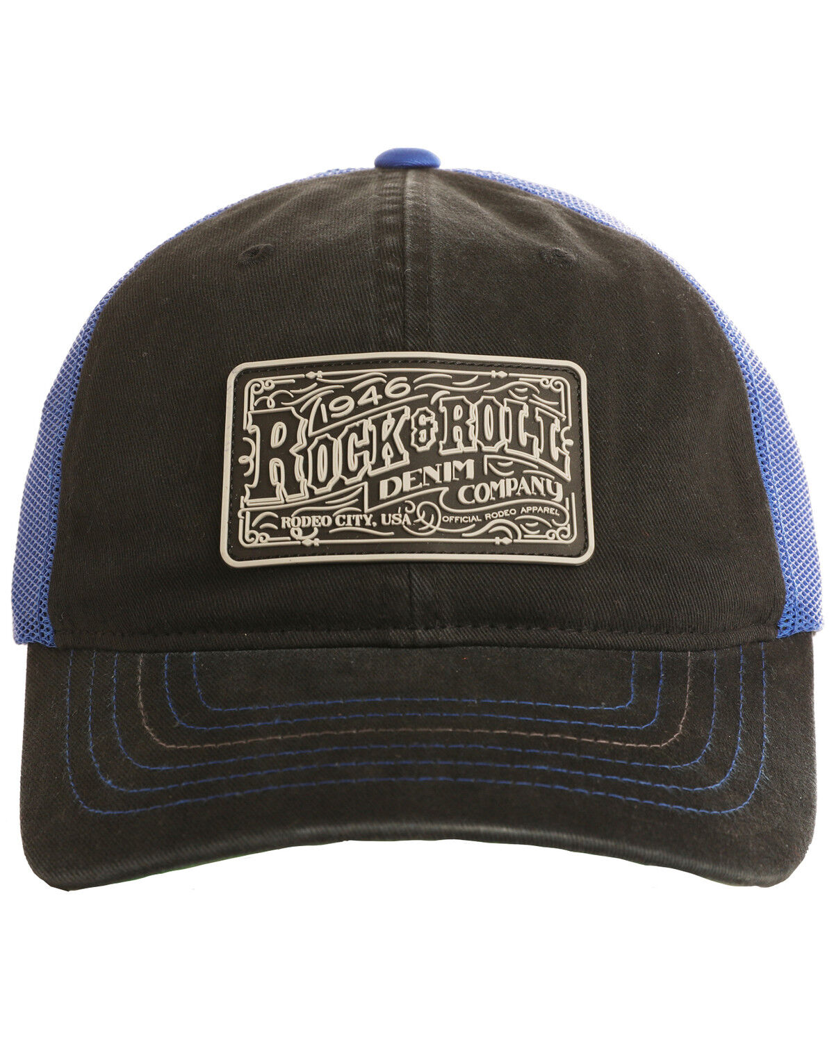 Image #1 - Rock & Roll Denim Men's Rubber Logo Patch Baseball Cap, Black, hi-res