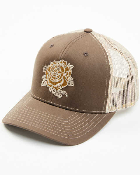 Oil Field Hats Men's Brown & Khaki Texas Rose Ball Cap, Brown, hi-res