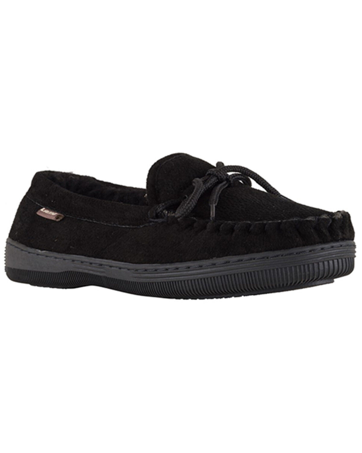 Image #1 - Lamo Footwear Men's Leather Moccasin Slippers - Moc Toe, Black, hi-res