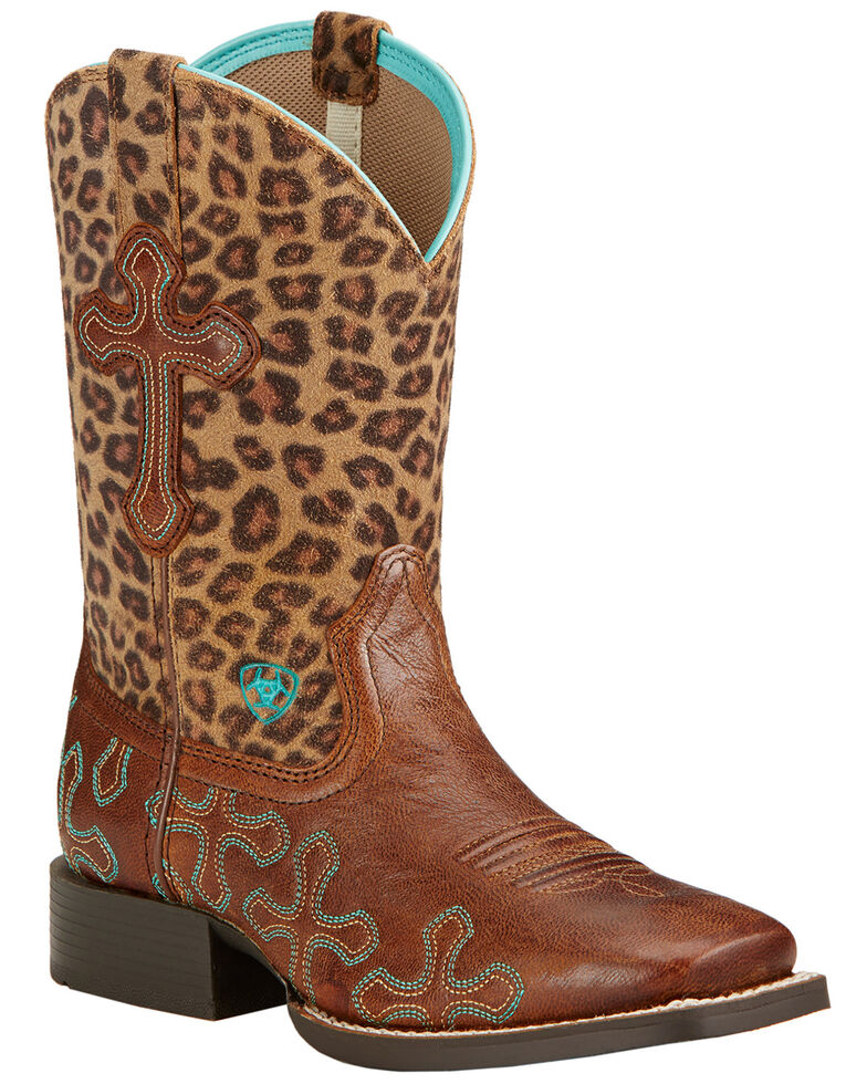Ariat Girls' Crossroads Cowgirl Boots - Square Toe, Wood, hi-res