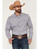Image #1 - RANK 45&reg; Men's Tornado Geo Print Long Sleeve Button-Down Stretch Western Shirt, Blue, hi-res
