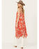Wild Moss Women's Floral and Paisley Print Hanky Hem Dress, Red, hi-res
