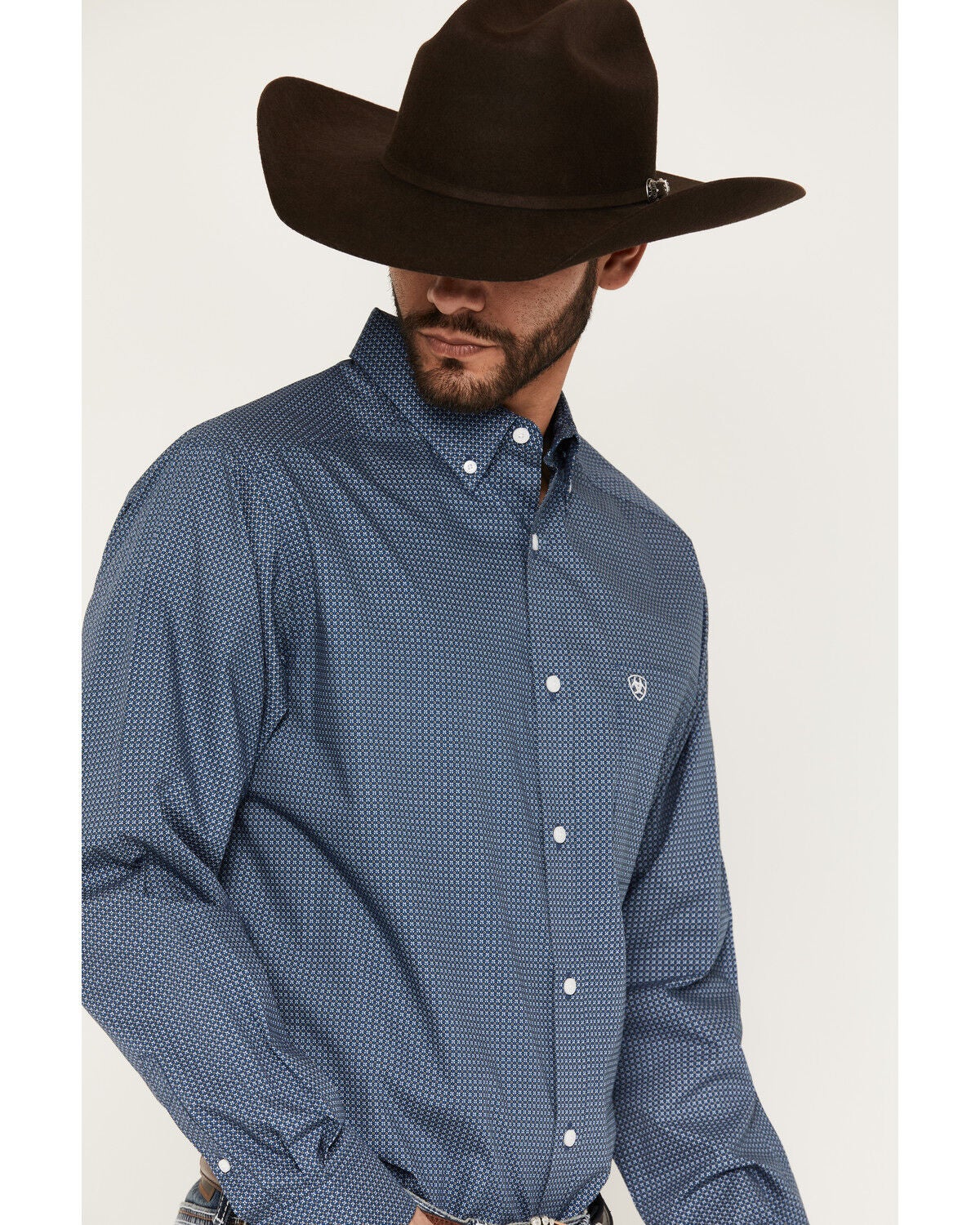 Image #2 - Ariat Men's Boot Barn Exclusive Storm Geo Print Long Sleeve Button-Down Western Shirt - Big, Blue, hi-res