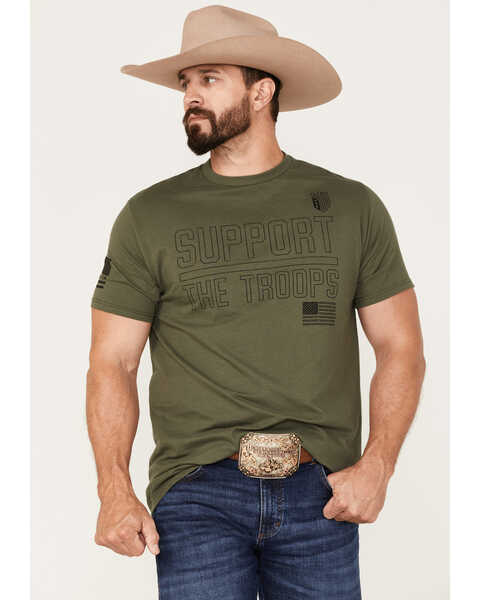 Howitzer Men's Support The Troops Graphic T-Shirt, Green, hi-res