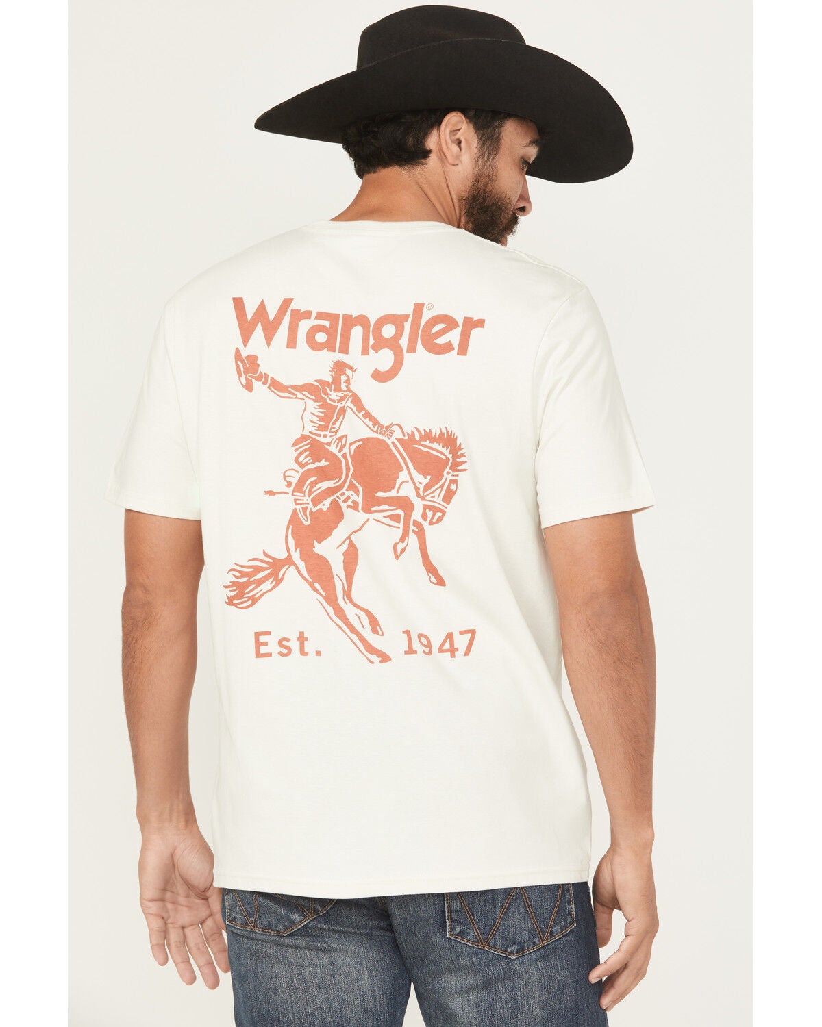 Wrangler Men's Cowboy Logo Short Sleeve Graphic T-Shirt, Off White, hi-res