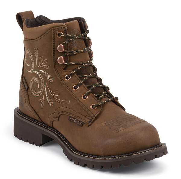 Justin Gypsy Women's 6" Katrina EH Waterproof Lace-Up Work Boots - Steel Toe, Aged Bark, hi-res