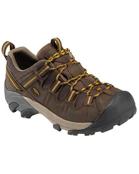 Image #1 - Keen Men's Cascade Brown & Yellow Targhee II Waterproof Lace-Up Wide Hiking Boot, Brown, hi-res