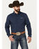 Image #1 - Kimes Ranch Men's Solid Long Sleeve Button Down Western Shirt, Navy, hi-res