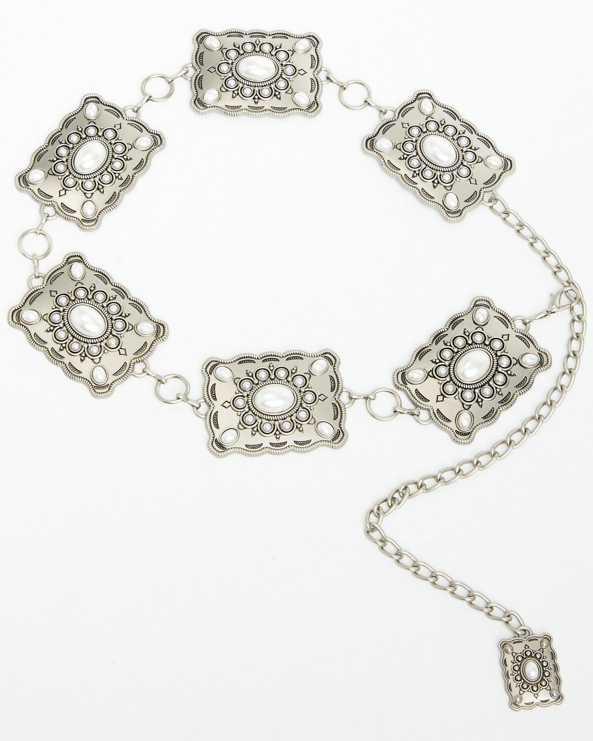 Image #2 - Shyanne Women's Pearla Square Chain Concho Belt, Silver, hi-res