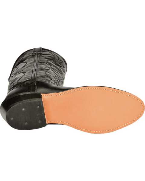Image #5 - Old West Men's Smooth Leather Western Boots - Medium Toe, Black, hi-res