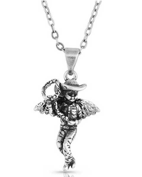 Image #1 - Montana Silversmiths Women's Amberley Cowboy Angel Necklace, Silver, hi-res