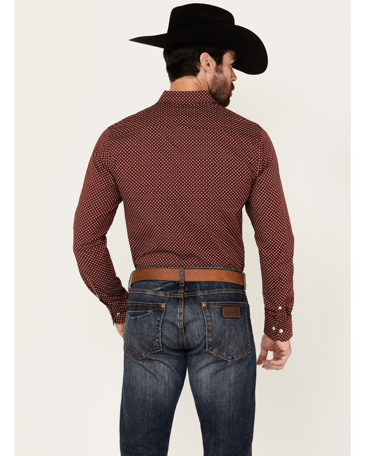 Image #4 - Ariat Men's Macoy Geo Print Long Sleeve Button-Down Stretch Western Shirt, Wine, hi-res
