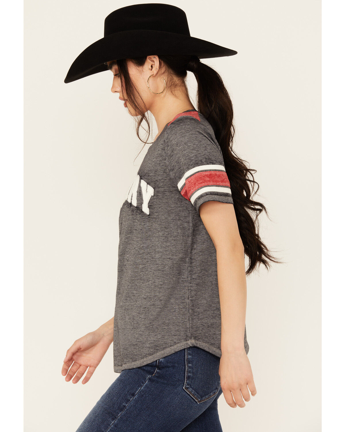 Image #2 - Blended Women's Football Short Sleeve Graphic Tee, Charcoal, hi-res
