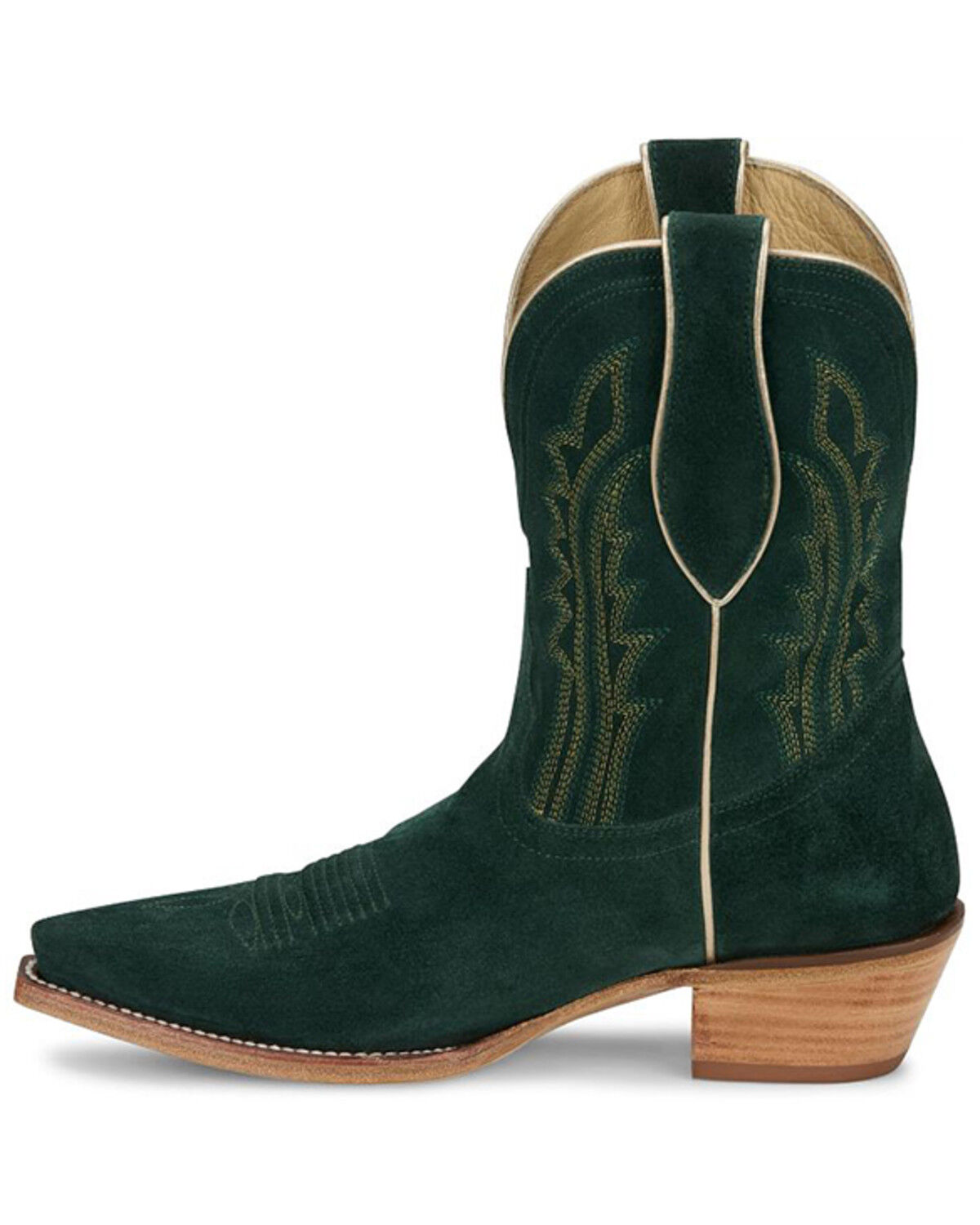 Image #3 - Tony Lama Women's Lea Suede Western Booties - Snip Toe, Green, hi-res