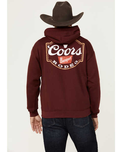 Image #4 - Changes Men's Boot Barn Exclusive Coors Banquet Logo Hooded Sweatshirt , Burgundy, hi-res