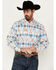 Image #1 - Rodeo Clothing Men's Southwestern Print Long Sleeve Pearl Snap Western Shirt , White, hi-res
