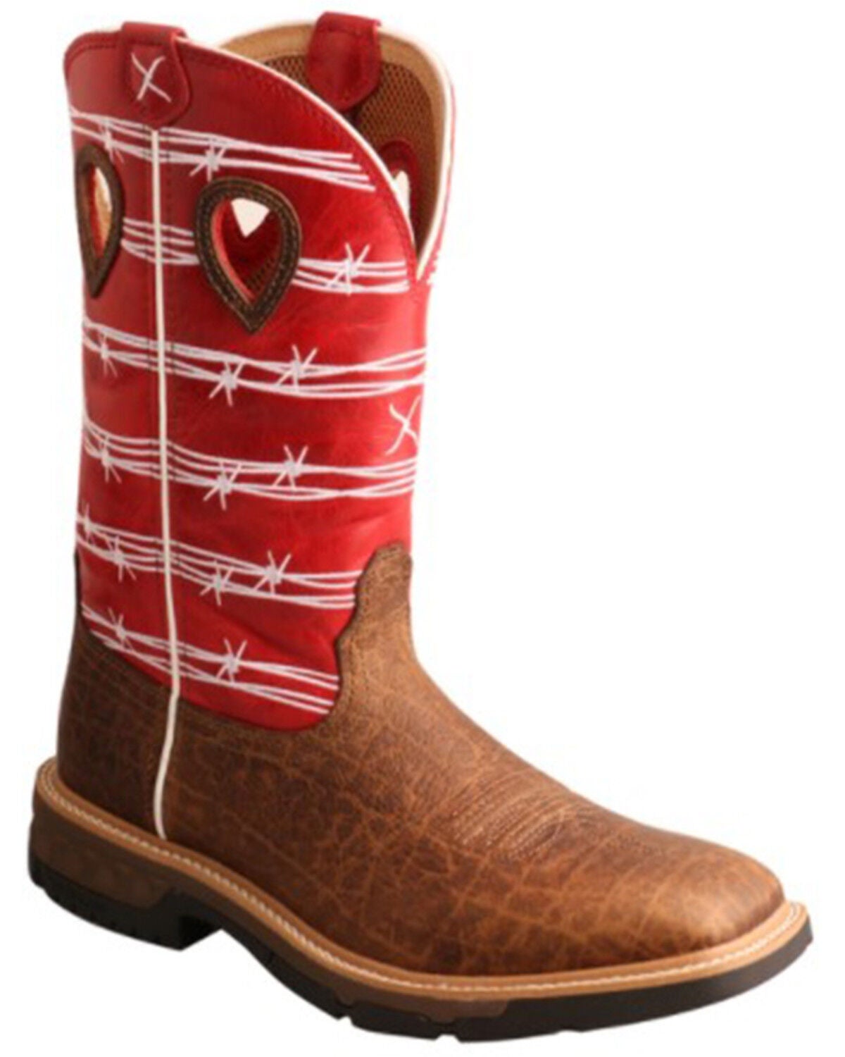 Twisted X Men's Barbed Wire Performance Western Boots - Broad Square Toe, Brown, hi-res