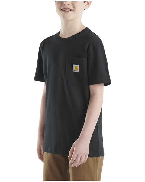 Image #2 - Carhartt Little Boys' Short Sleeve Logo Pocket T-Shirt , Black, hi-res
