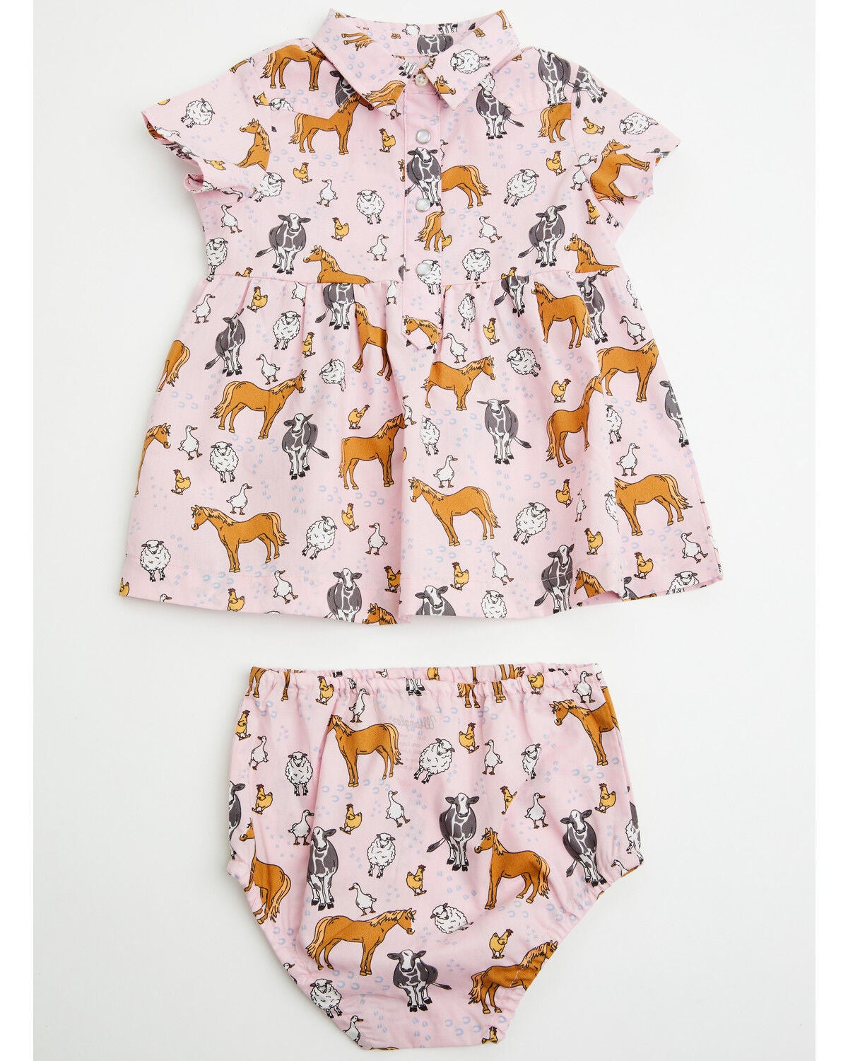 Image #1 - Wrangler Infant Girls' Farm Animal Print Dress Set - 2 Piece, Pink, hi-res
