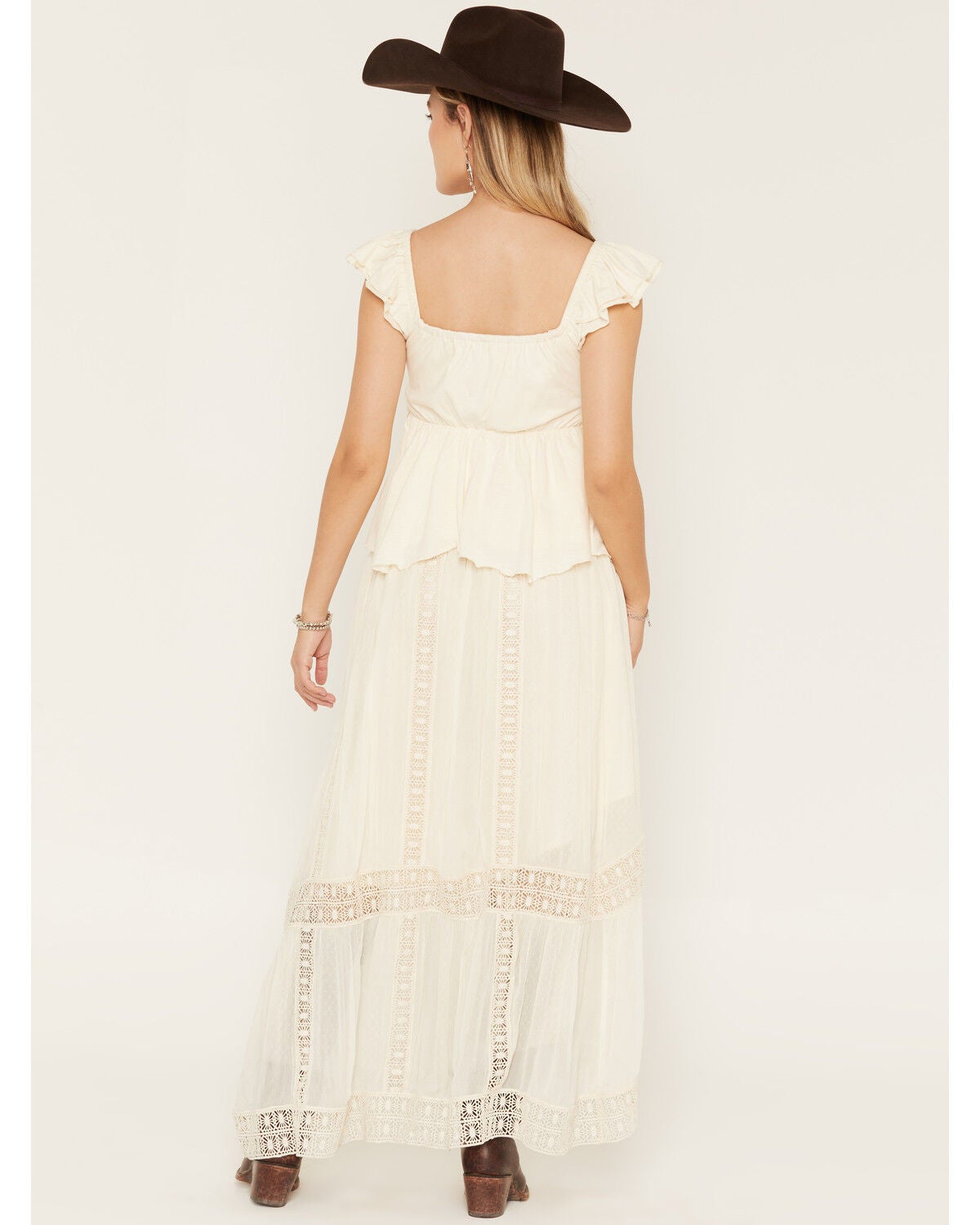 Image #5 - Shyanne Women's Lace Trim Midi Skirt, Cream, hi-res