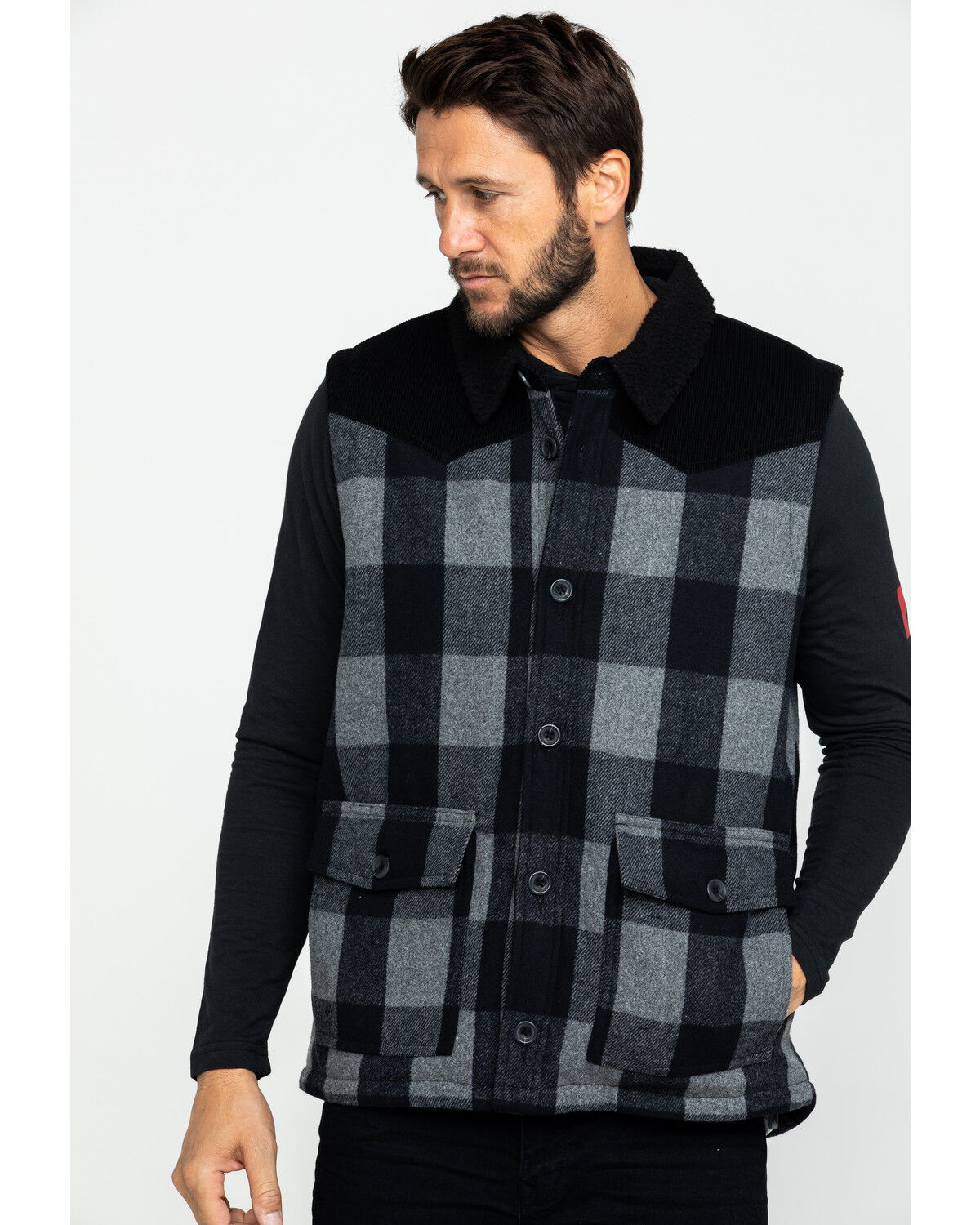 Image #1 - Moonshine Spirit Men's Countryman Buffalo Check Plaid Corduroy Vest , , hi-res