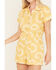 Show Me Your Mumu Women's Denim Cannon Sun Print Short Sleeve Romper , Mustard, hi-res