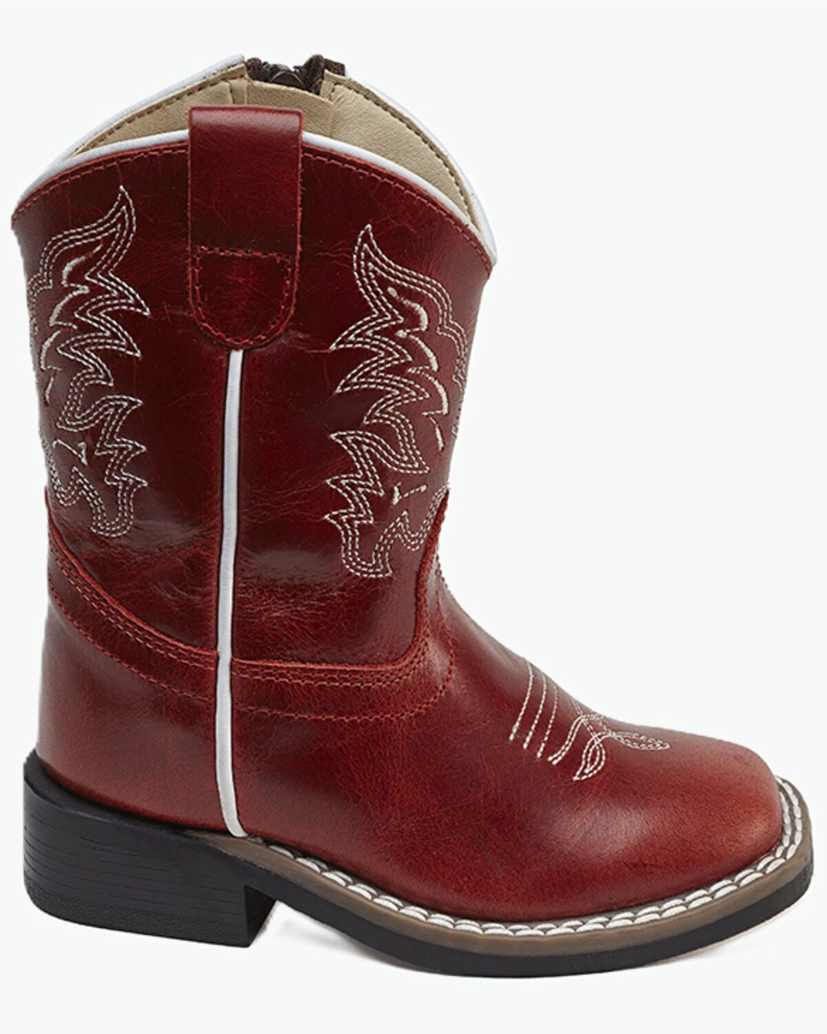 Image #2 - Old West Toddler Girls' Western Boots - Broad Square Toe, Red, hi-res