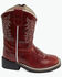 Image #2 - Old West Toddler Girls' Western Boots - Broad Square Toe, Red, hi-res