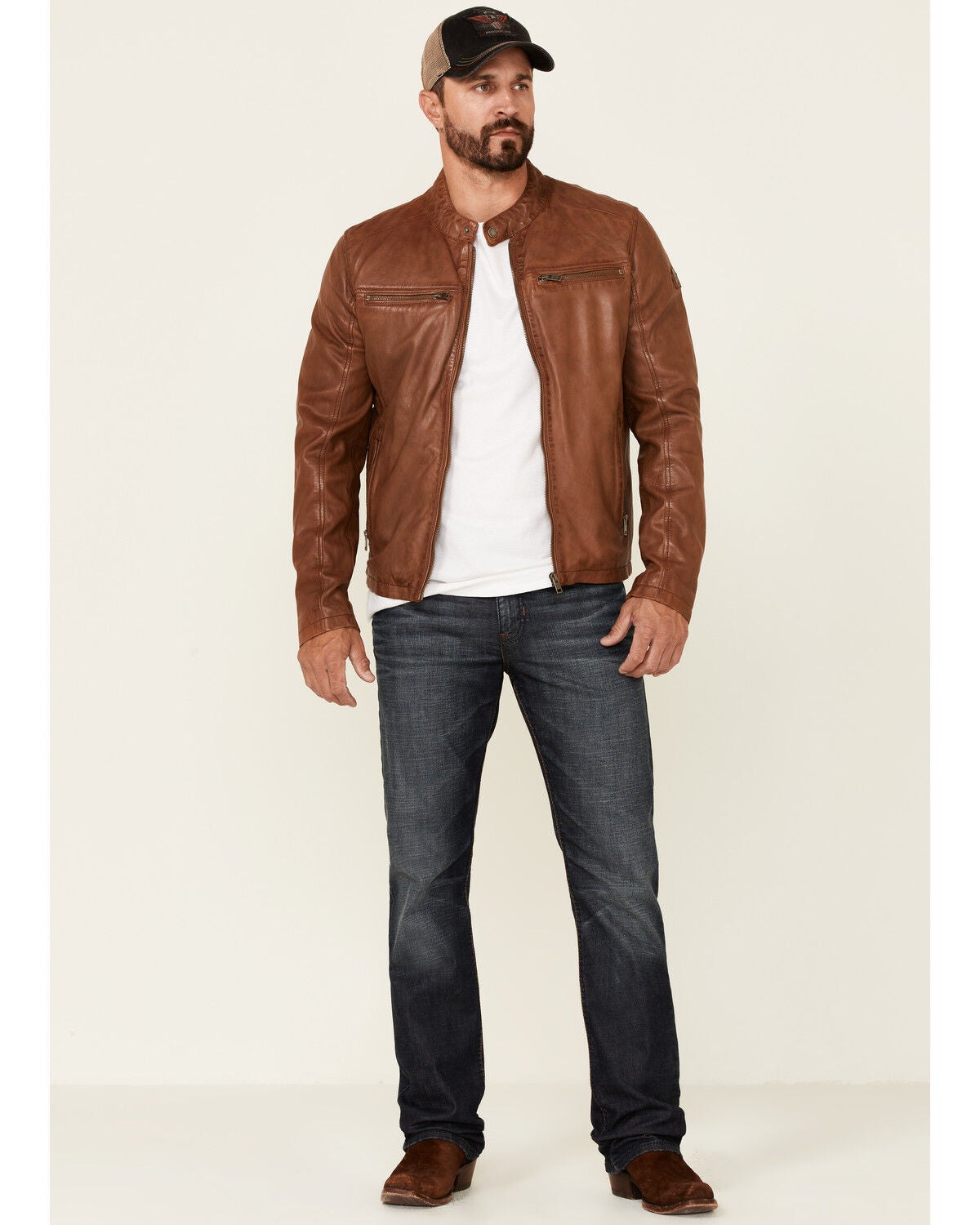 Mauritius Leather Men's Cognac Jon Zip 