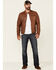 Image #2 - Mauritius Leather Men's Cognac Jon Zip-Front Moto Leather Jacket , , hi-res