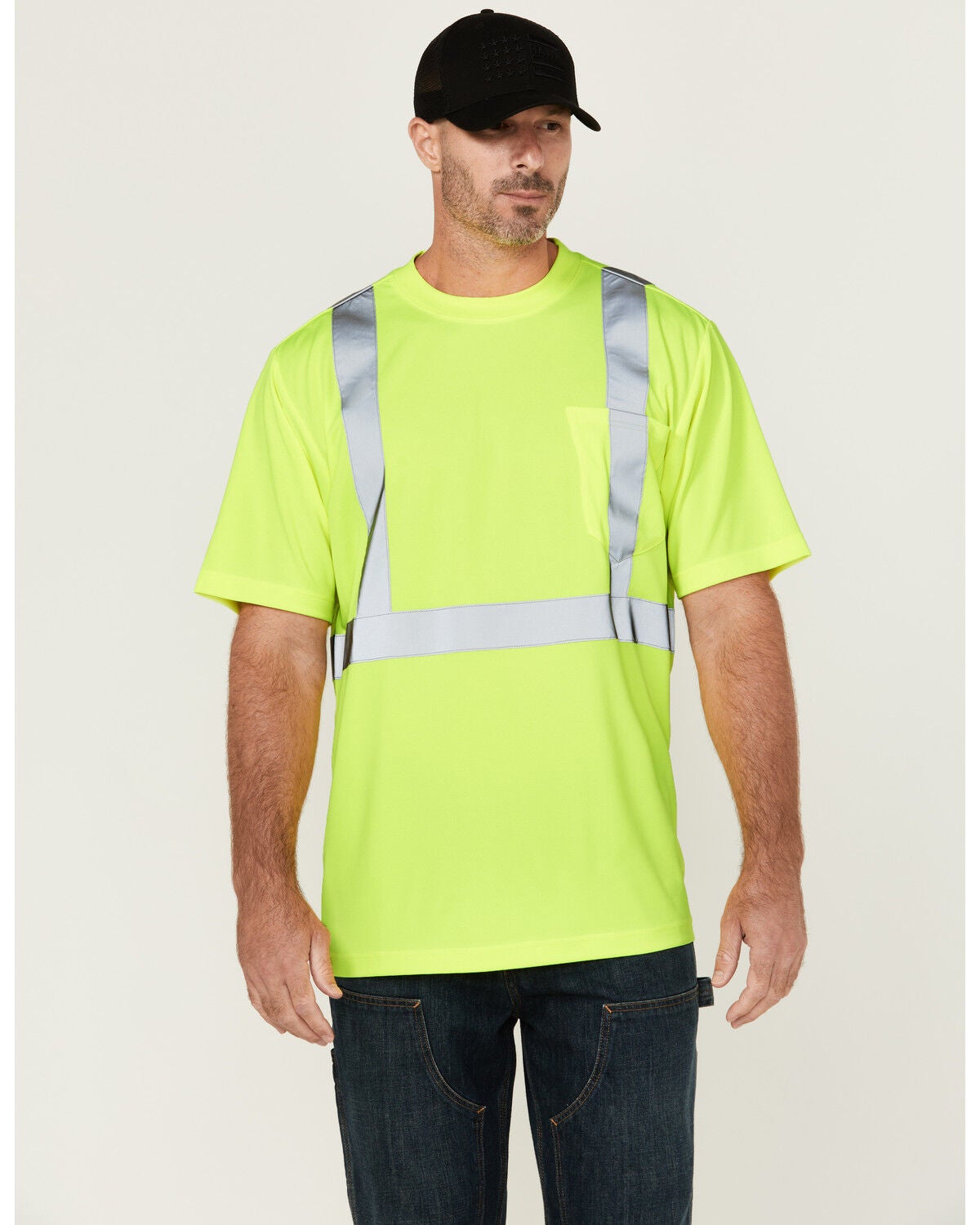 Hawx Men's Hi-Vis Reflective Short Sleeve Work T-Shirt, Yellow, hi-res