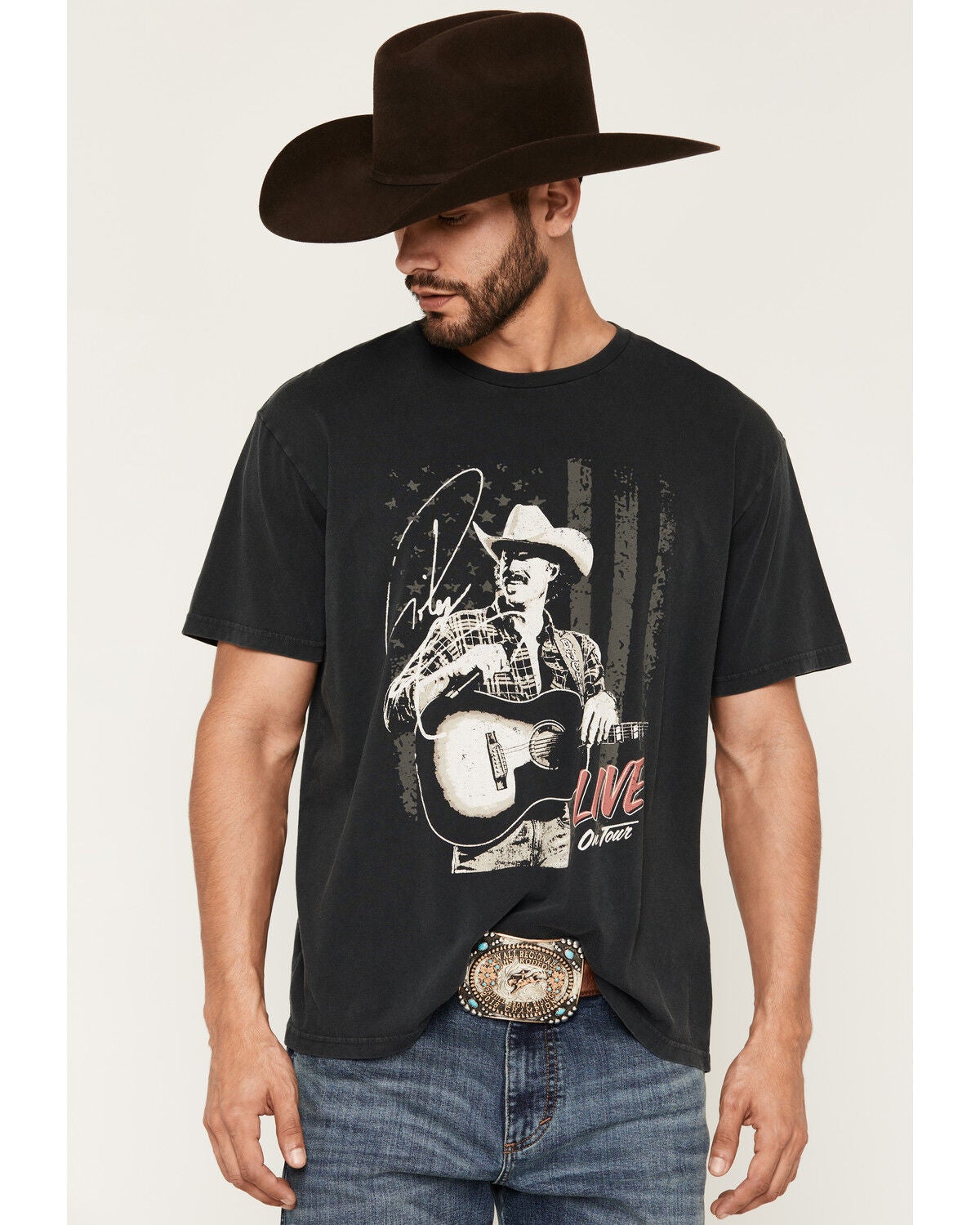 Image #1 - Wrangler Men's Riley Green Short Sleeve Graphic T-Shirt, Black, hi-res