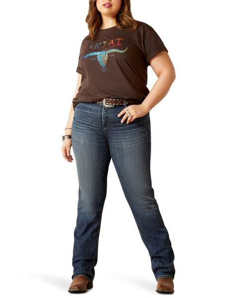 Image #1 - Ariat Women's R.E.A.L. Perfect Rise Madison Stretch Straight Jeans - Plus, Dark Wash, hi-res