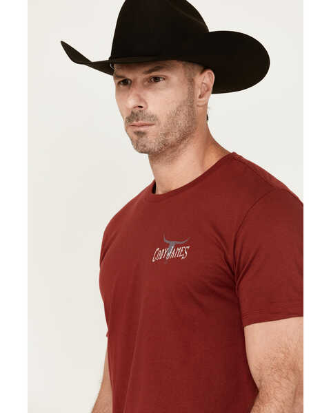 Image #4 - Cody James Men's Long Horn Short Sleeve Graphic T-Shirt, Burgundy, hi-res